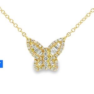 14K Gold Diamond Butterfly Necklace